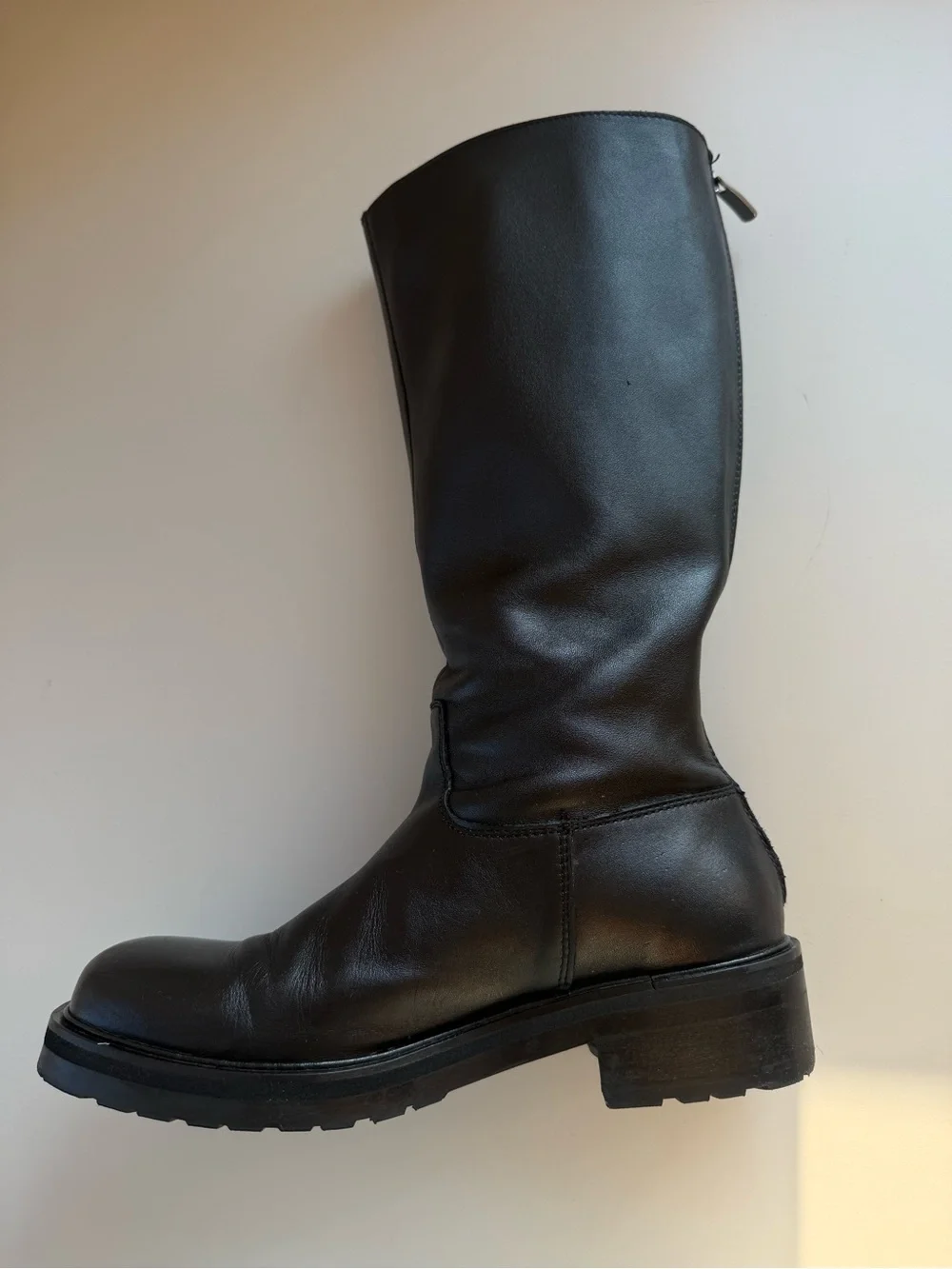 Mango High Leather Boots Black EU39 US8.5